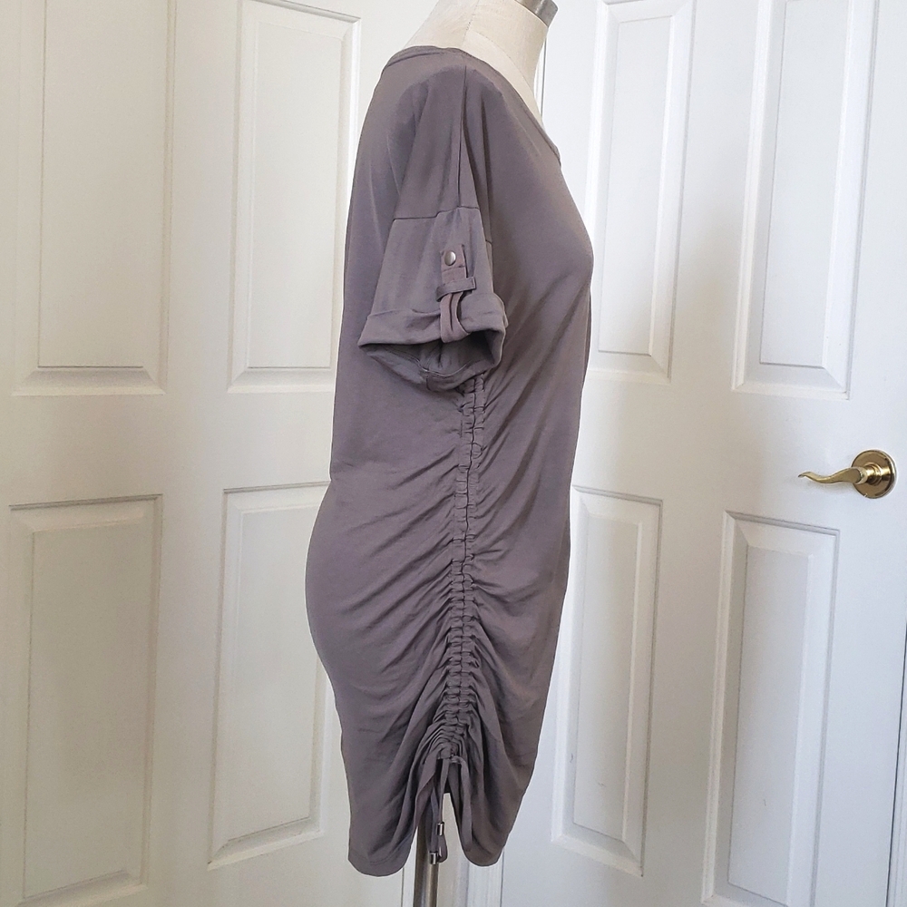 Banana Republic Silk Knit T‑Shirt Dress Taupe Gray Neutral Minimalist • MEDIUM - Picture 4 of 10